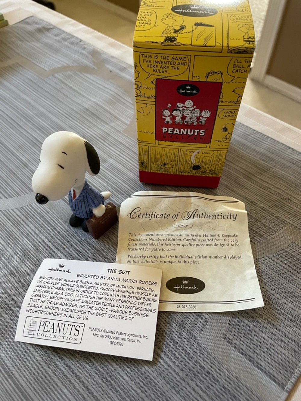 Hallmark Peanuts Snoopy in Blue Pinstripe Suit with Brown Briefcase